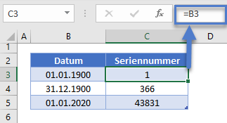 tage zwischen datumsangaben seriennummer