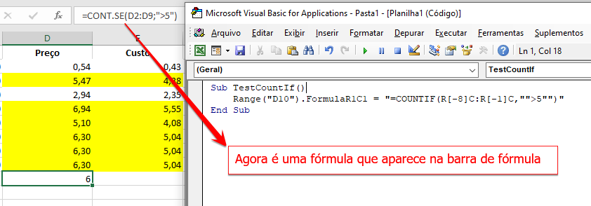 vba countif formula