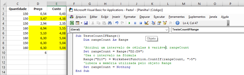 vba countif intervalo exemplo