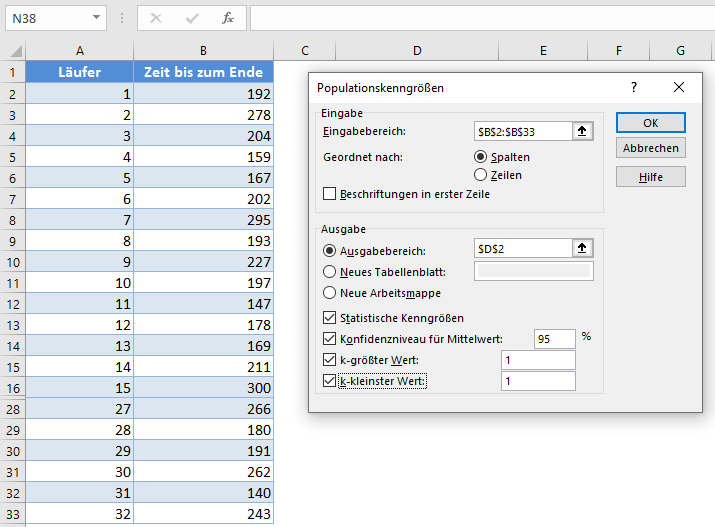 vertrauensintervalle excel datenanalyse populationskenngrößen einstellungen