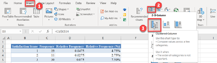 Visualize the Relative Frequency Distribution in Excel