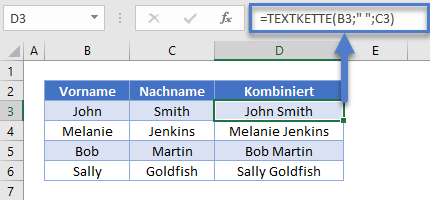 vornamen nachnamen kombinieren textkette funktion