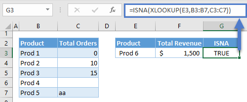 xlookup if with isna isna function