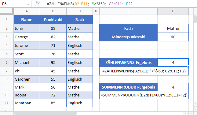 zaehlen wenn mehrere kriterien google sheets