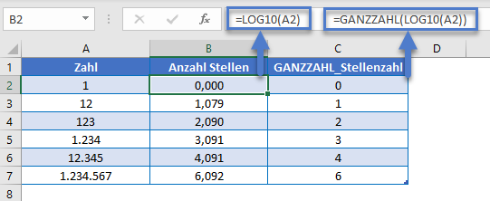 zahlen n stellen runden ganzzahl log10 funktion