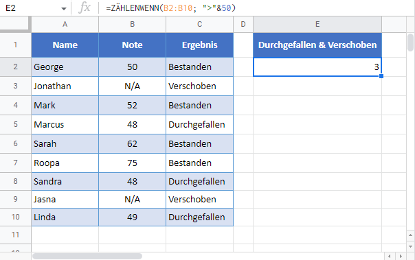 zählen zellen nicht gleich google sheets numerisch