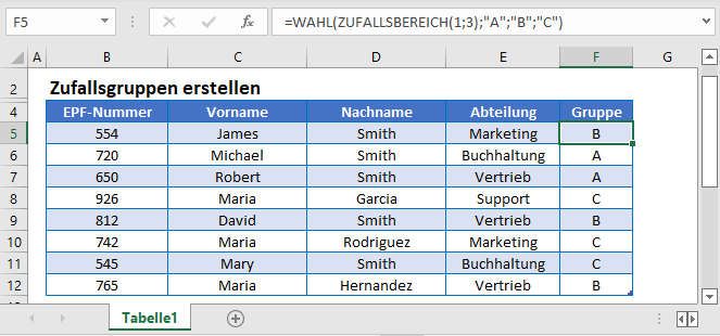 zufallsgruppen erstellen hauptfunktion