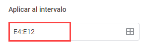 Aplicar al Intevalo en Google Sheets