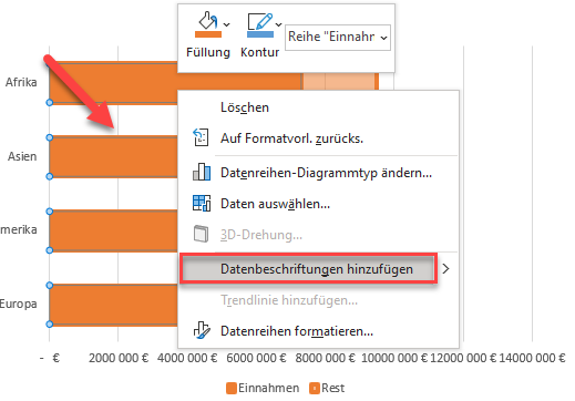 Beschriftungen hinzufügen