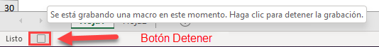 Botón Detener Grabación de Macro en Excel