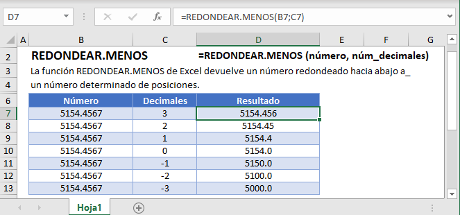 Cómo Redondear hacia Abajo Función REDONDEAR MENOS en Excel