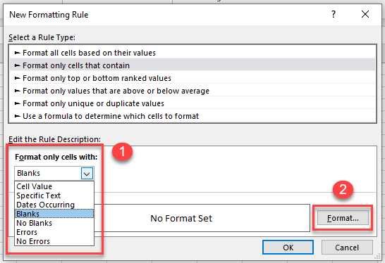 condformat values blanks