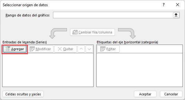 Cuadro Seleccionar Origen de Datos Agregar Diagrama de Venn