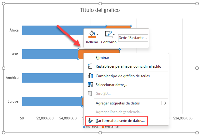 Dar Formato a Serie de Datos Barra de Progreso