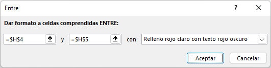 Dar formato a celdas comprendidas ENTRE en Excel