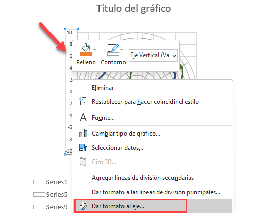 Dar Formato al Eje Vertical Gráfico Polar