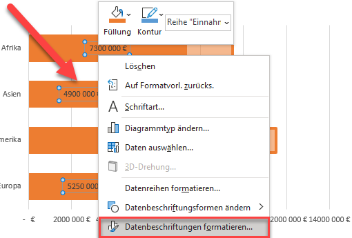 Datenbeschriftungen formatieren öffnen