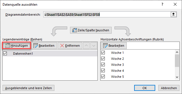 Datenquelle auswähle Dialogbox excel