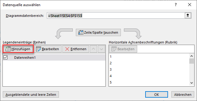 Datenreihe hinzufügen excel