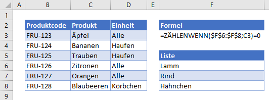 Datenueberpruefung wert existiert nicht in liste