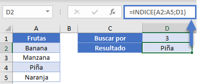 Ejemplo Básico INDICE en Excel