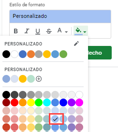 Estilo de Formato Azul en Google Sheets