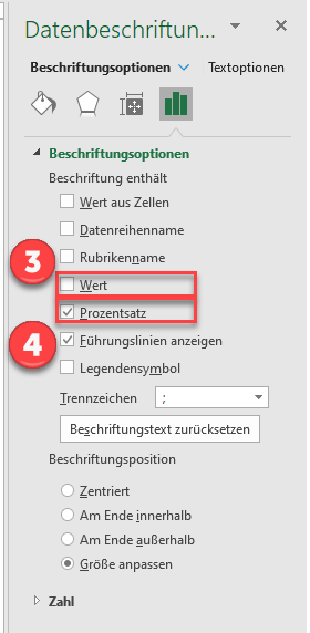 Format Tortendiagramm Werte in Prozent excel