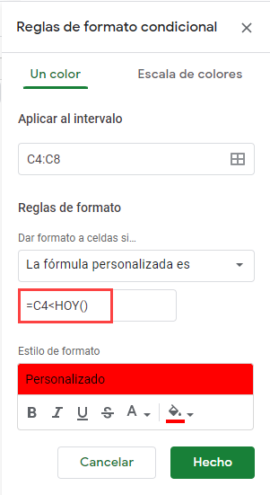 Formato Condicional Fechas Vencidas en Google Sheets Aplicar Formato