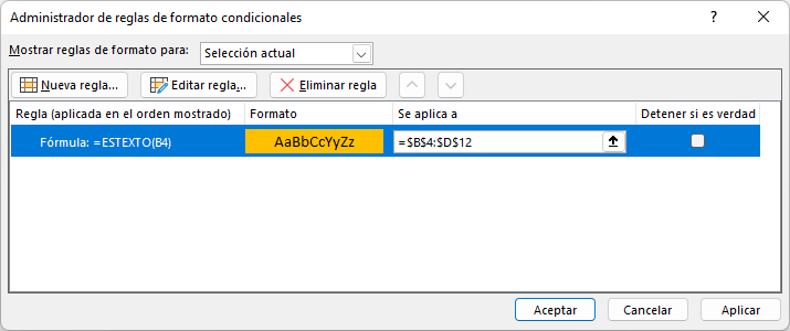 Formato Condicional Si Celda Contiene Texto en Excel Paso3