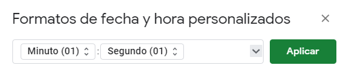 Formato con Minutos Segundos en Google Sheets