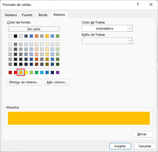Formato de Celdas Color Naranja en Excel