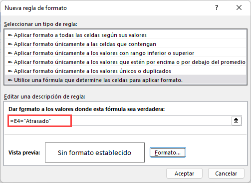 Formula Si Nueva Regla Formato Condicional en Excel