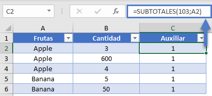 Fórmula Subtotales Condicionales