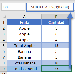 Función Básica Subtotales Total General en Excel