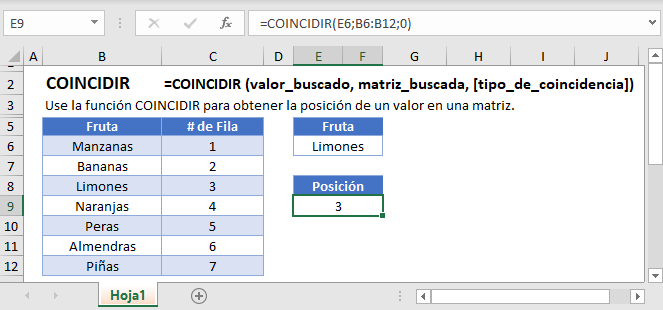 Función COINCIDIR en Excel Master