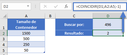 Función COINCIDIR en Lista Ordenada Descendente