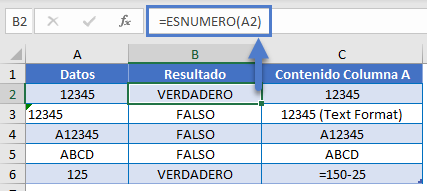 Función ESNUMERO en Excel