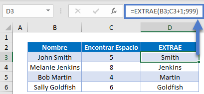 Función Extrae en Excel