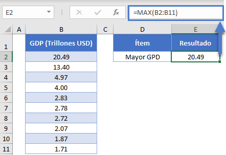 Función Max Si Array Ej1 en Excel