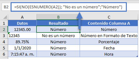 Función SI NO ESNUMERO en Excel