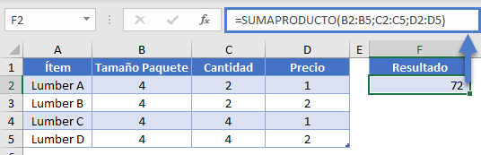 Función SUMAPRODUCTO 3 Columnas en Excel