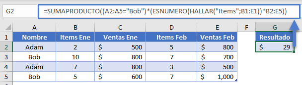 Función SUMAPRODUCTO Dos Dimensiones Complejo en Excel