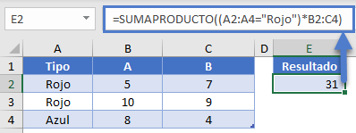 Función SUMAPRODUCTO Dos Dimensiones en Excel