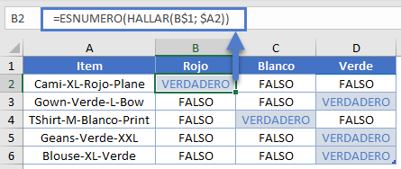 Funciones ESNUMERO HALLAR en Excel