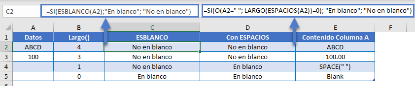 Funciones Largo Espacios en Excel