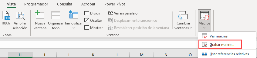 Grabar Macro en Excel