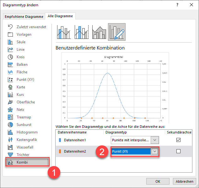 Kombinationsdiagramm excel bauen