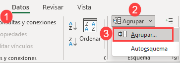 Opción Agrupar en Excel