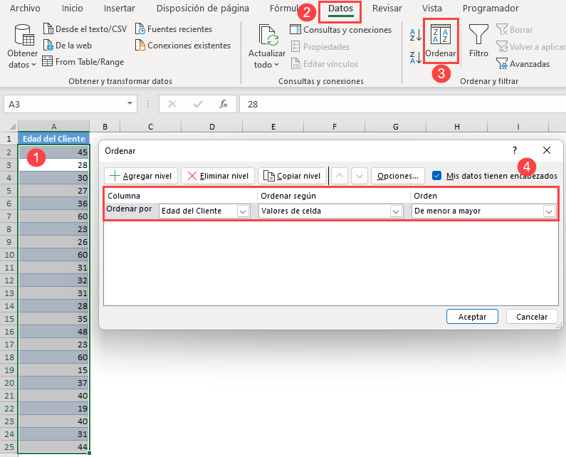 Ordenar Tabla de Datos