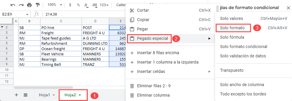 Pegar Formato a Varias Hojas en Google Sheets